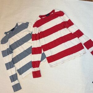 Polo by Ralph Lauren Red and Blue Striped Long Sleeve Tees
